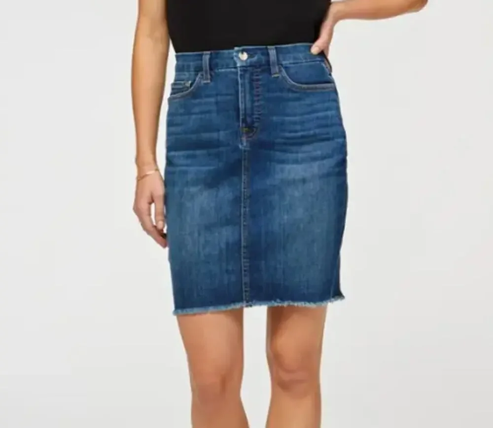 7 For All Mankind Women's Blue Denim Mini Pencil Skirt Size 2 Cabincore Normcore